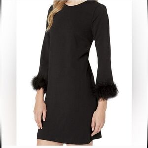 Calvin Klein Black feather cuff dress